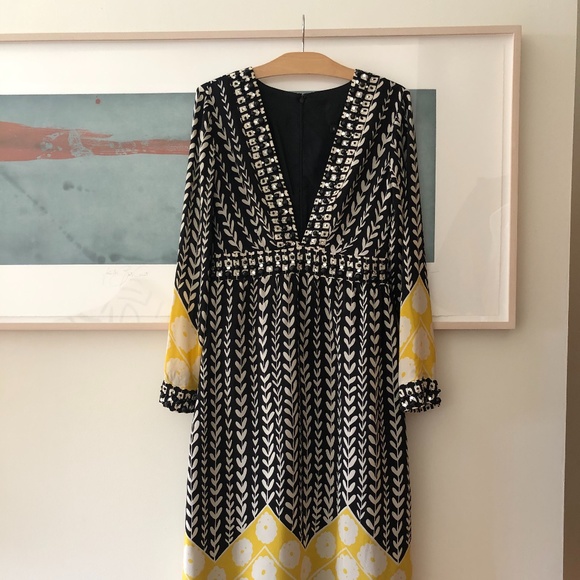 Anna Sui Silk Print Dress with Embellishment - Picture 1 of 8